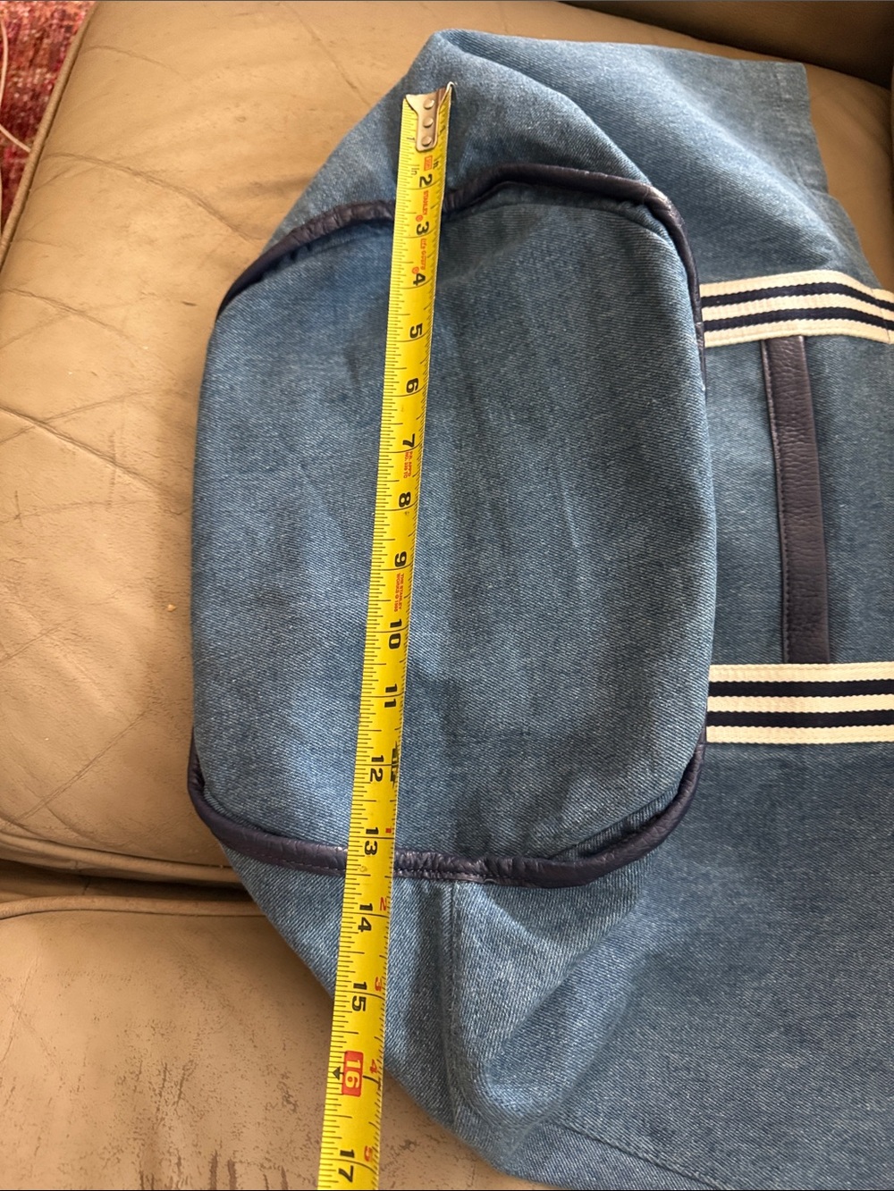 Draper James Blue Canvas Tote with Navy and White Straps - Picture 9 of 12